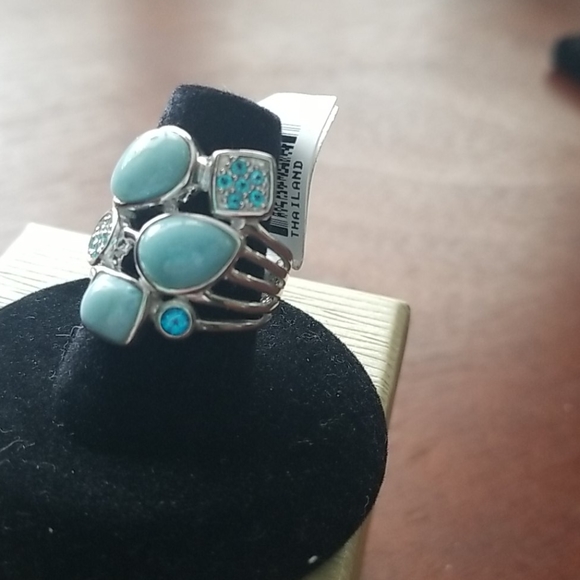 Larimar & Neon Apatite ring NWT - Picture 3 of 7